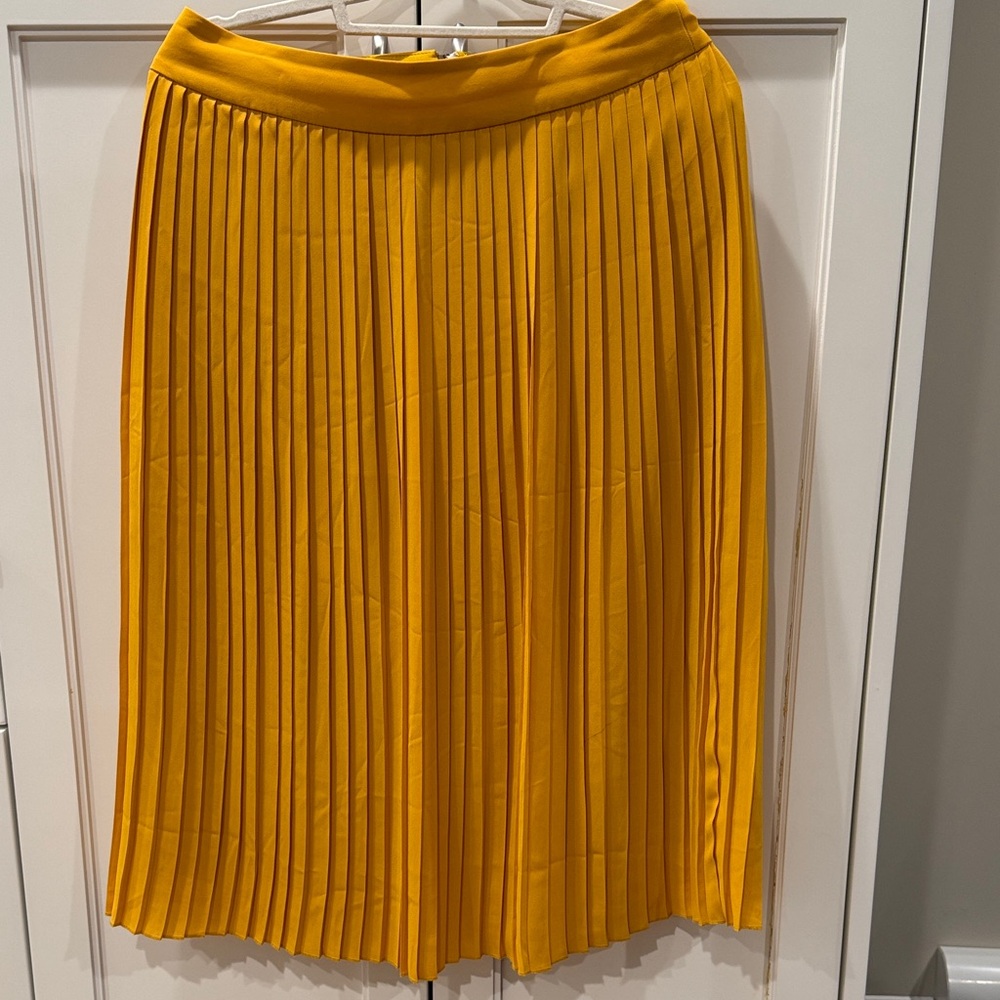 J. Crew Elegant Mustard Pleated Skirt